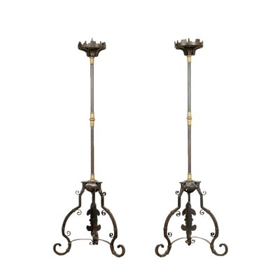 Torch Holders in Wrought Iron, Italy, 19th Century, Set of 2-VMM-1298782