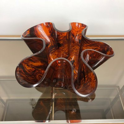 Tortoiseshell Acrylic Handkerchief Centerpiece Vase, Italy, 1970s-LYQ-1171723