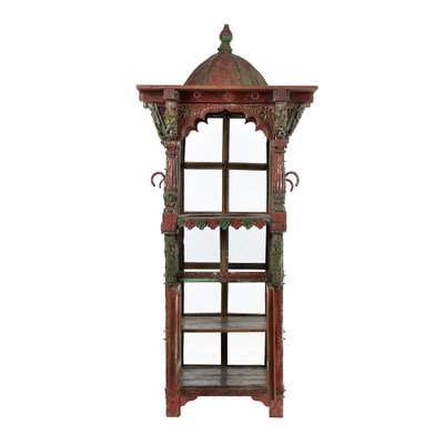 Traditional Indian Red Patina Wooden Showcase-NQ-1270302