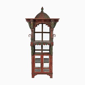 Traditional Indian Red Patina Wooden Showcase-NQ-1270302