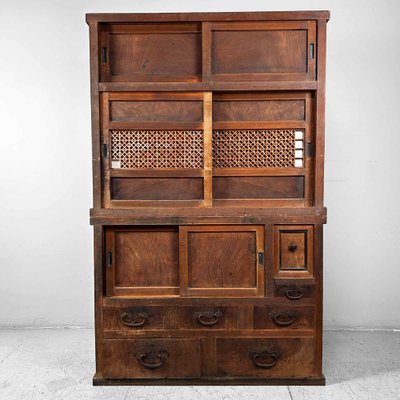 Traditional Japanese Tansu Storage Cabinet, 1920s, Set of 2-DWL-1807073