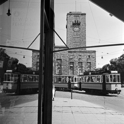 Tram Line No. 2 Reflecting Main Station, Stuttgart Germany, 1935-DYV-988153