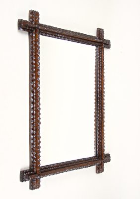 Tramp Art Carved Wall Mirror, Austria, 1870s-TQA-1322222