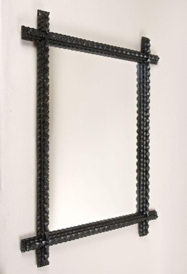 Tramp Art Hand-Carved Wall Mirror, Austria 1880s-TQA-1322275