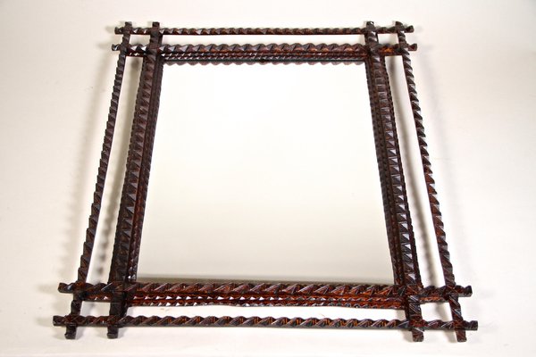 Tramp Art Wall Mirror, Austria, 1880s-TQA-1321933