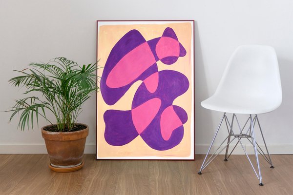 Translucent Purple Bubbles & Mid-Century Shapes in Warm Tones, 2021-RWC-996367