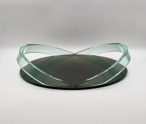 Transparent Curved Black Glass Tray Curved in the style of Fontana Arte, Italy, 1970s-PYA-1679649