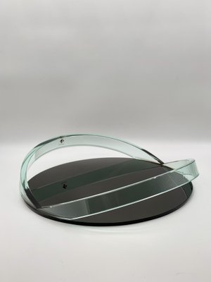 Transparent Curved Black Glass Tray Curved in the style of Fontana Arte, Italy, 1970s-PYA-1679649