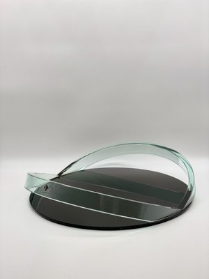 Transparent Curved Black Glass Tray Curved in the style of Fontana Arte, Italy, 1970s-PYA-1679649