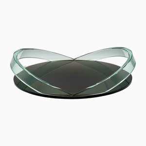 Transparent Curved Black Glass Tray Curved in the style of Fontana Arte, Italy, 1970s-PYA-1679649