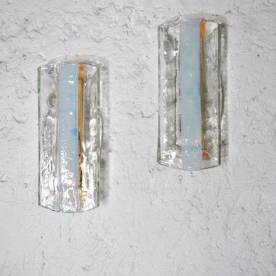 Transparent Textured Glass Wall Lights from Mazzega, Set of 2-JQO-1056415