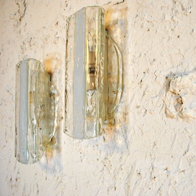 Transparent Textured Glass Wall Lights from Mazzega, Set of 2-JQO-1056415