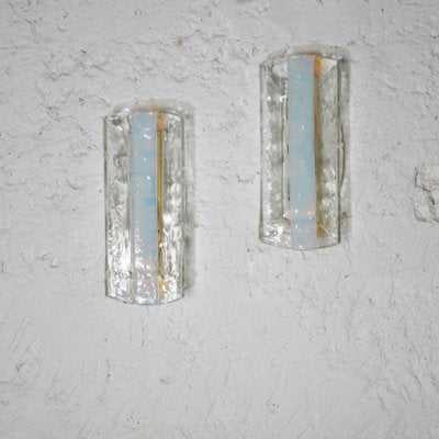 Transparent Textured Glass Wall Lights from Mazzega, Set of 2-JQO-1056415