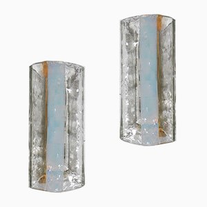 Transparent Textured Glass Wall Lights from Mazzega, Set of 2-JQO-1056415