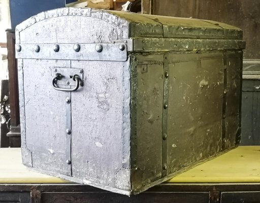 Travel Trunk in Wood and Metal, Italy, 1900s-RAQ-1271803