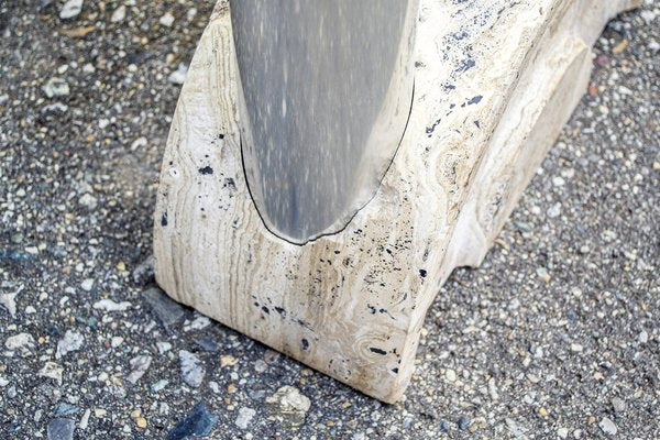 Travertine and Aluminum Umbrella Stand, Italy, 1970s-VCV-1757006