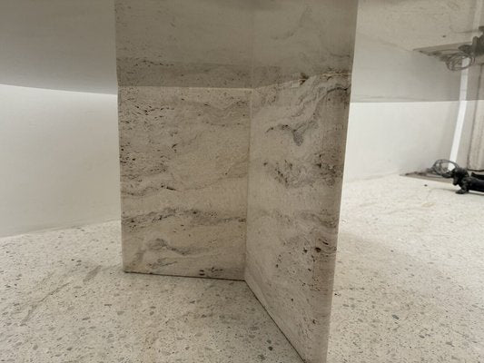 Travertine and Smoked Glass Side Table, Italy, 1980s-JG-1776872