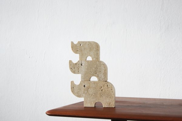 Travertine Animal Sculptures from Fratelli Mannelli, 1970, Set of 3-UMB-2023742