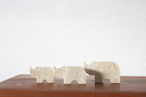 Travertine Animal Sculptures from Fratelli Mannelli, 1970, Set of 3-UMB-2023742