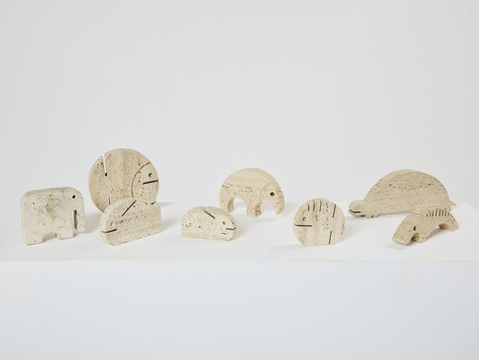 Travertine Animal Sculptures from Fratelli Mannelli, 1970, Set of 8-YJA-1763668