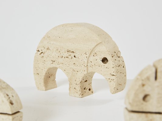 Travertine Animal Sculptures from Fratelli Mannelli, 1970, Set of 8-YJA-1763668