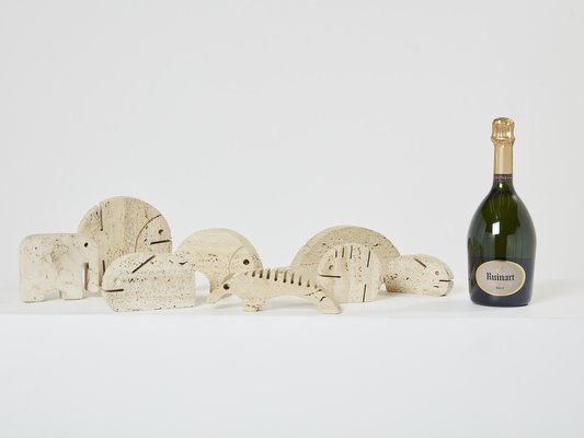 Travertine Animal Sculptures from Fratelli Mannelli, 1970, Set of 8-YJA-1763668