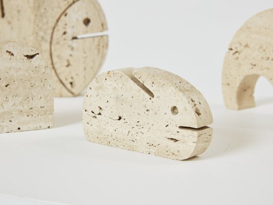 Travertine Animal Sculptures from Fratelli Mannelli, 1970, Set of 8-YJA-1763668