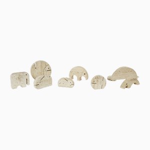 Travertine Animal Sculptures from Fratelli Mannelli, 1970, Set of 8-YJA-1763668