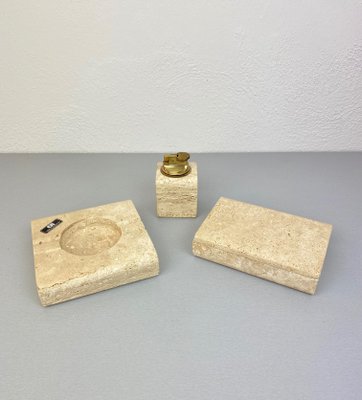 Travertine Ashtray Lighter & Box Tobacco Set by Cerri Nestore, Italy, 1970s, Set of 3-LYQ-1171568