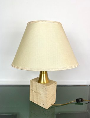 Travertine Base & Brass Table Lamp from Fratelli Mannelli, Italy, 1970s-LYQ-1171589