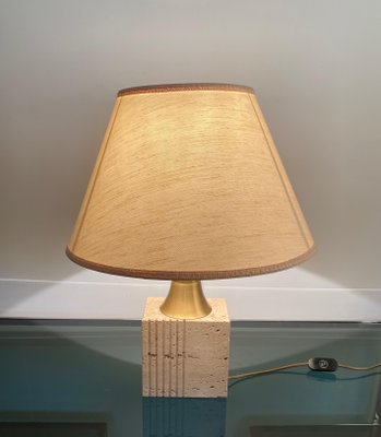 Travertine Base & Brass Table Lamp from Fratelli Mannelli, Italy, 1970s-LYQ-1171589