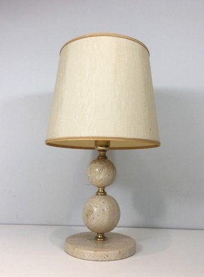 Travertine & Brass Table Lamp-BA-1365577