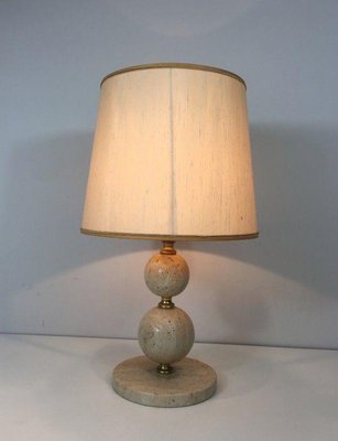 Travertine & Brass Table Lamp-BA-1365577