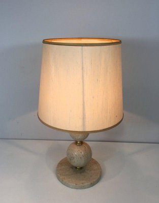 Travertine & Brass Table Lamp-BA-1365577