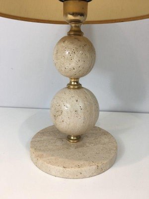 Travertine & Brass Table Lamp-BA-1365577