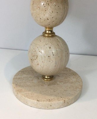 Travertine & Brass Table Lamp-BA-1365577