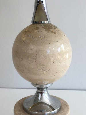 Travertine & Chrome Table Lamp by Philippe Barbie-BA-1365544