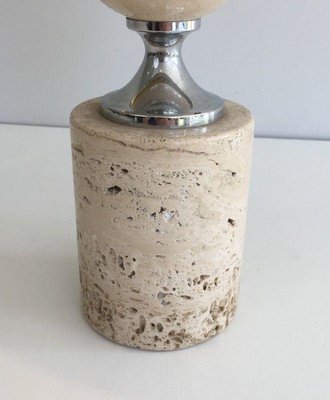 Travertine & Chrome Table Lamp by Philippe Barbie-BA-1365544