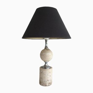 Travertine & Chrome Table Lamp by Philippe Barbie-BA-1365544