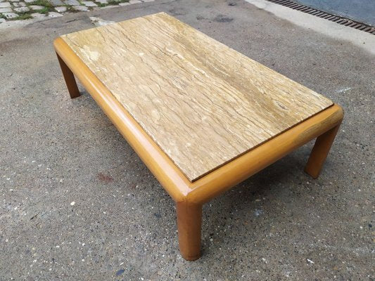 Travertine Coffee Table, 1970s-EAD-750036