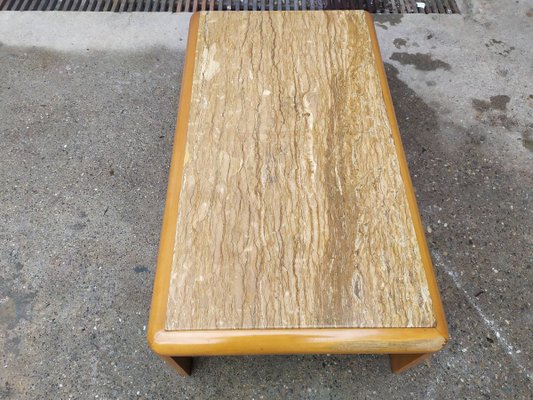 Travertine Coffee Table, 1970s-EAD-750036