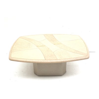 Travertine Coffee Table with Brass Details, 1970s-XID-1783291