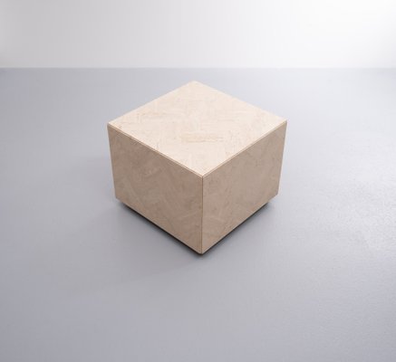 Travertine Cube Table on Wheels, 1970s-GCG-883223