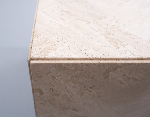 Travertine Cube Table on Wheels, 1970s-GCG-883223