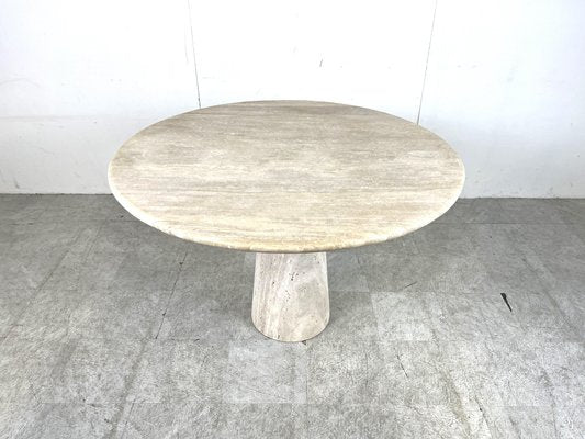 Travertine Dining Table in the style of Angelo Mangiarotti, 1970s-IRH-1706878