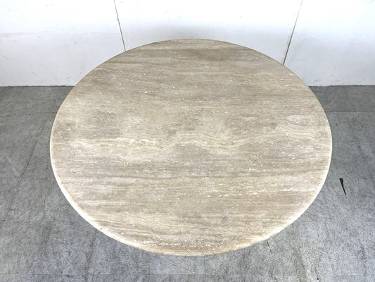 Travertine Dining Table in the style of Angelo Mangiarotti, 1970s-IRH-1706878