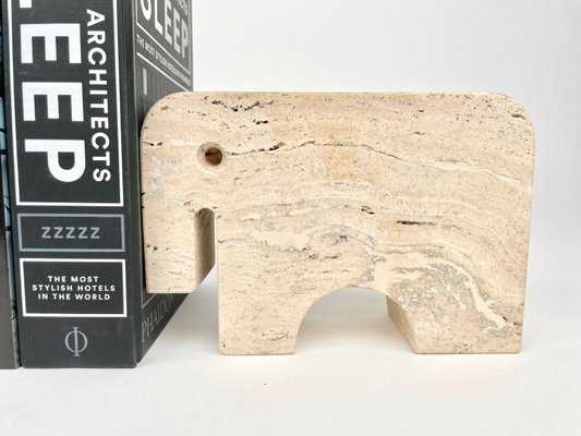 Travertine Elephant Sculpture Bookends by Fratelli Mannelli, Italy, 1970s, Set of 2-LYQ-1171319