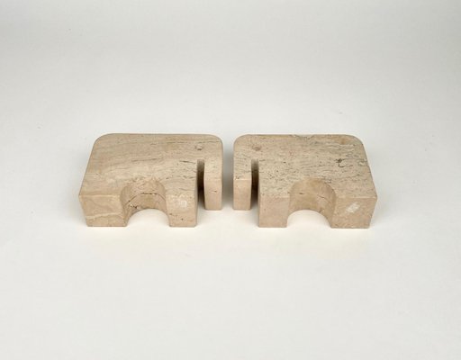 Travertine Elephant Sculpture Bookends by Fratelli Mannelli, Italy, 1970s, Set of 2-LYQ-1171319