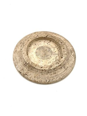 Travertine Grooved Vide Poche / Centerpiece / Ashtray, Cerri Nestore, Italy, 1970s-TXN-1786815