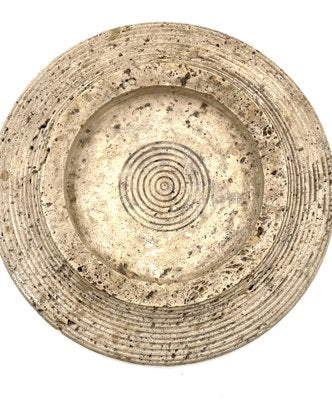 Travertine Grooved Vide Poche / Centerpiece / Ashtray, Cerri Nestore, Italy, 1970s-TXN-1786815